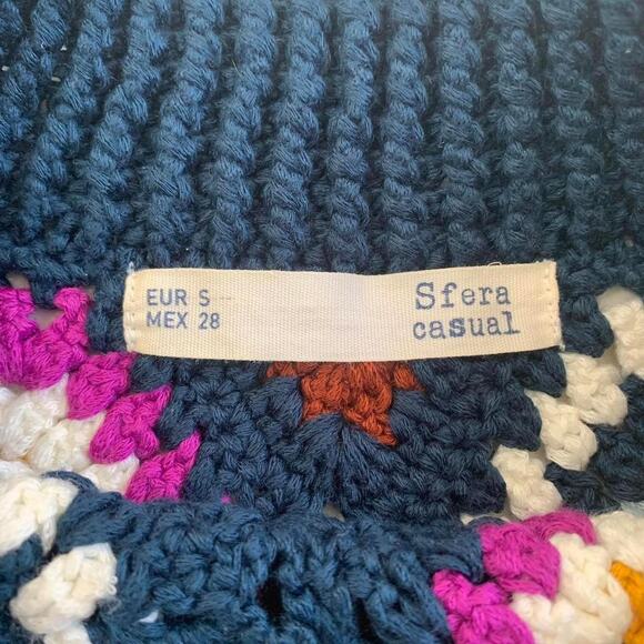 Sfera Casual Crochet Knit Sweater Size Small Colorful Geometric - Picture 4 of 4